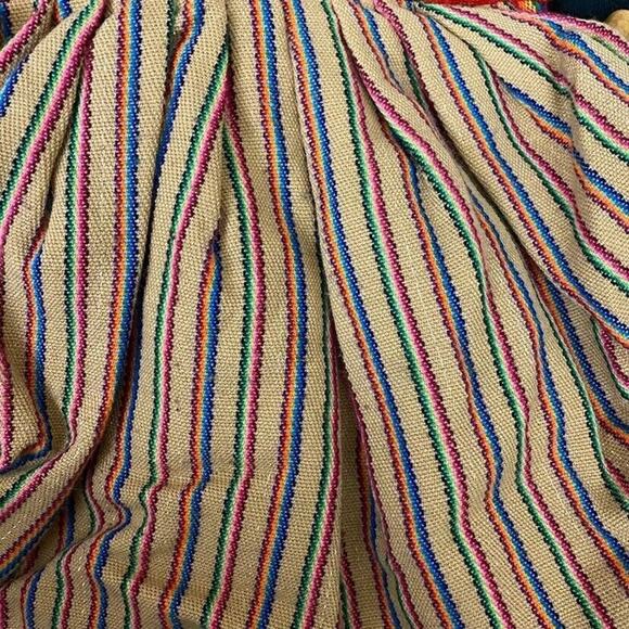 Vintage Retro Denim Handles Multi Striped Handbag w/ Zipper Closure - Picture 6 of 8